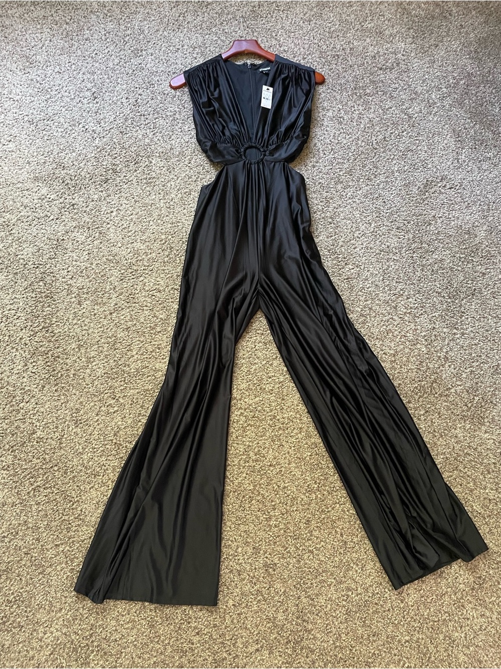 Express Black Jumpsuit with Ring Waist Detail